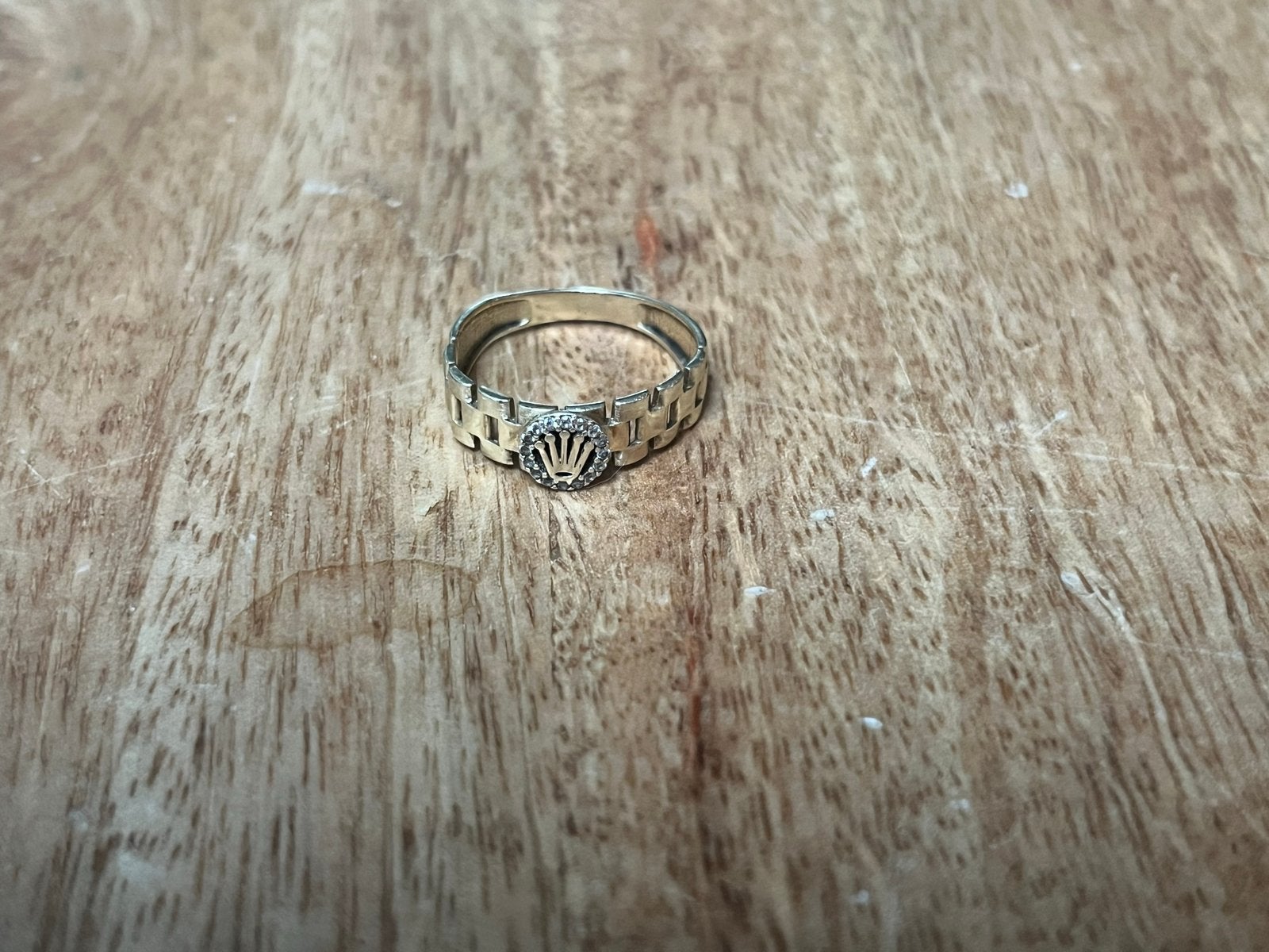 14K Gouden Rolex Ring met Kroon en Zirkonia, Sieraden, Tassen en Uiterlijk, Ringen, Met kristal, 18 tot 19, Gebruikt, Ophalen of Verzenden