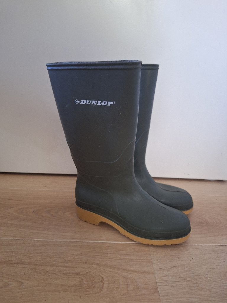 Dunlop regenlaarzen maat 38 groen laarzen, Caravans en Kamperen, Regenkleding, Ophalen of Verzenden, Gebruikt, Regenlaarzen, Dames
