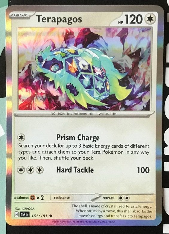 Pokemon - Terapagos (SSP 161) Holo rare.., Ophalen of Verzenden, Nieuw, Losse kaart, Foil