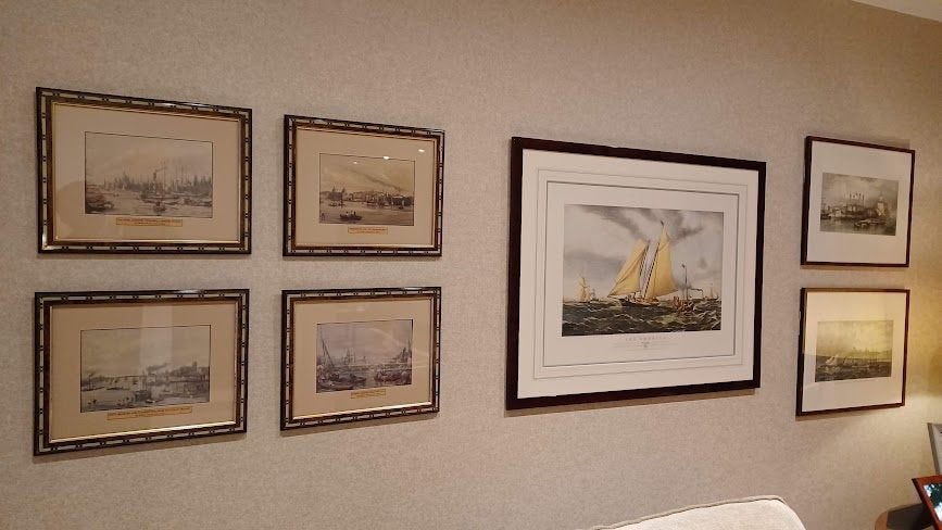 Verzameling van 7 muurprenten in kader, achter glas., Antiek en Kunst, Kunst | Schilderijen | Klassiek, Ophalen, Maritiem / water