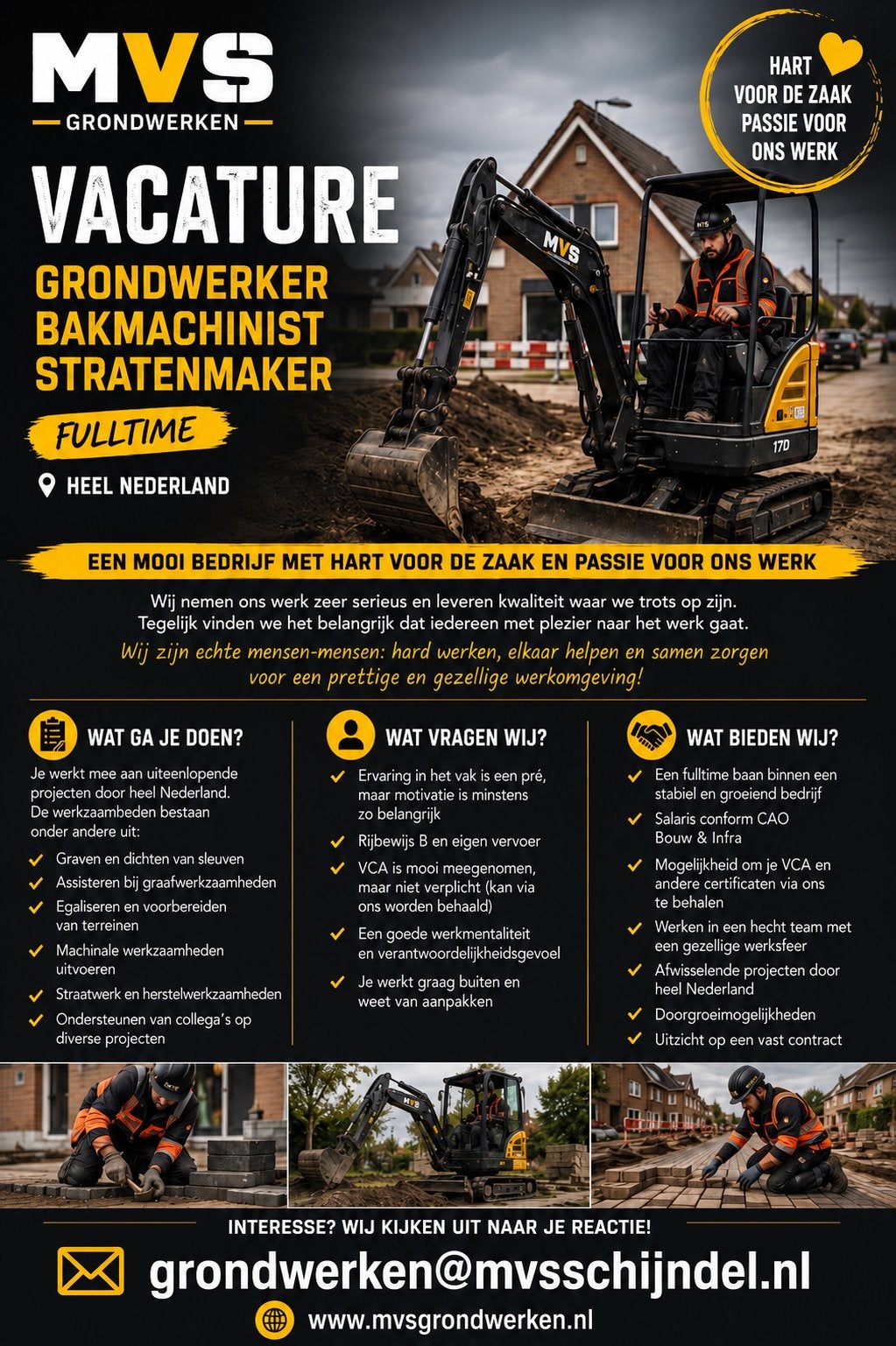 Grondwerks gezocht, Vacatures, Vacatures | Bouwnijverheid, 33 - 40 uur, Vanaf 1 jaar, Overige vormen