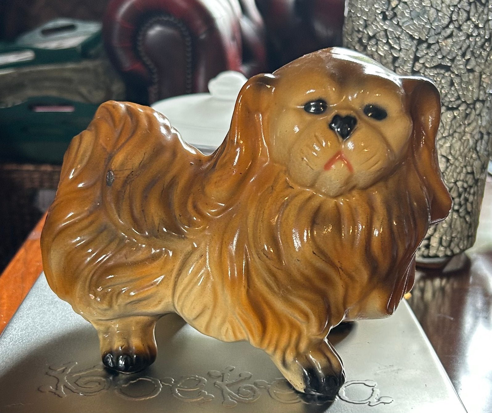 Beeld van een pekinees hondje 21 bij 18 cm heel zwaar., Ophalen of Verzenden