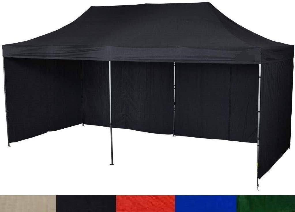 Vouwtent Easy-Up-Tent. Pop-Up Tent Dichte Wanden. 3x6m Zwart, Opvouwbaar, Partytent, Nieuw, Ophalen of Verzenden