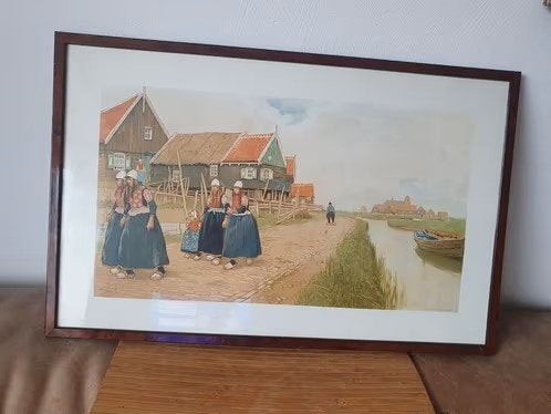 Litho zicht op Marken Henri Cassiers, Ophalen