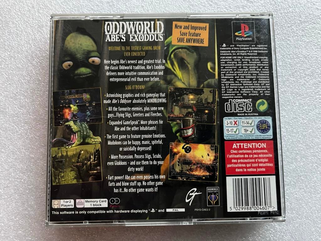 Oddworld Abe's Exoddus - PlayStation 1 (PS1) PAL, Avontuur en Actie, T, Ophalen of Verzenden, Zo goed als nieuw