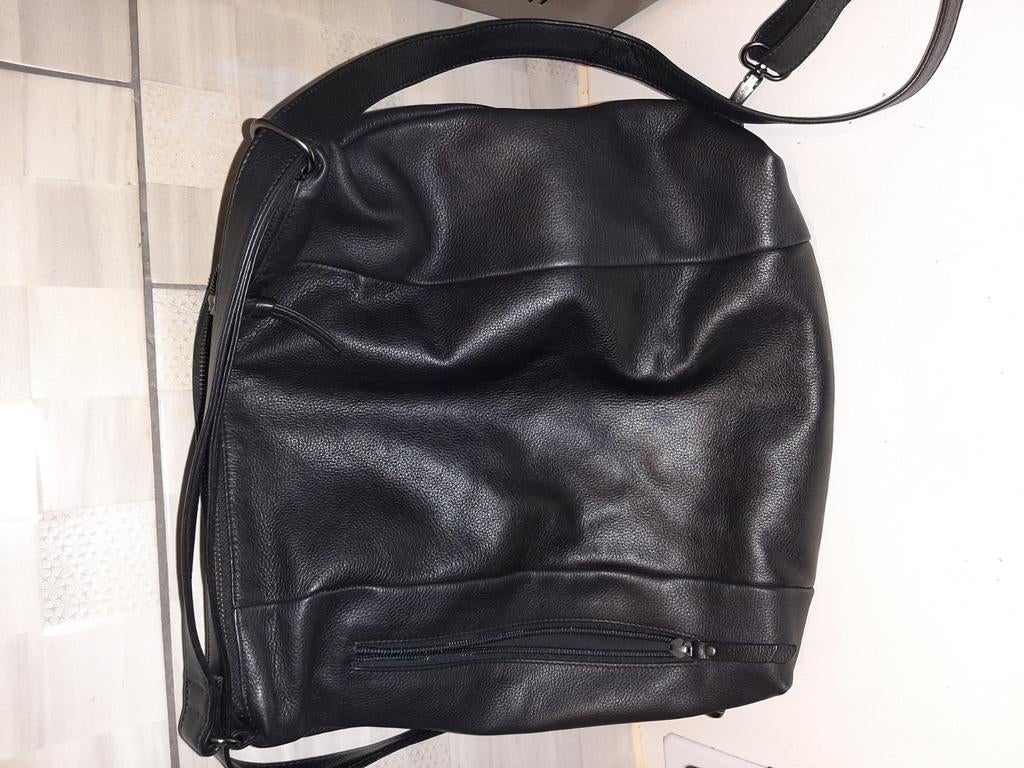 BURKELY leren tas/rugtas, Sieraden, Tassen en Uiterlijk, Tassen | Damestassen, Verzenden, Zo goed als nieuw, Zwart