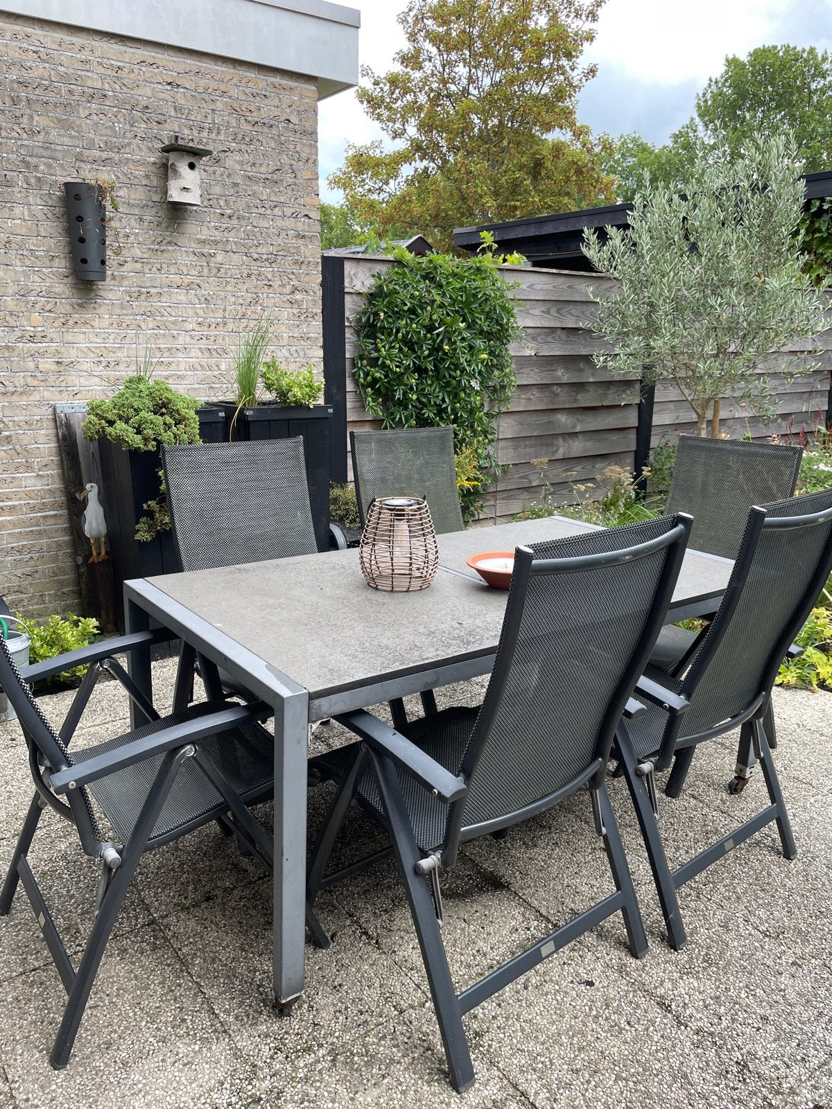 Moet weg: Tuinset met 6 stoelen en tafel, Tuin en Terras, Tuinsets en Loungesets, Ophalen, Gebruikt, Eettafel, 6 zitplaatsen