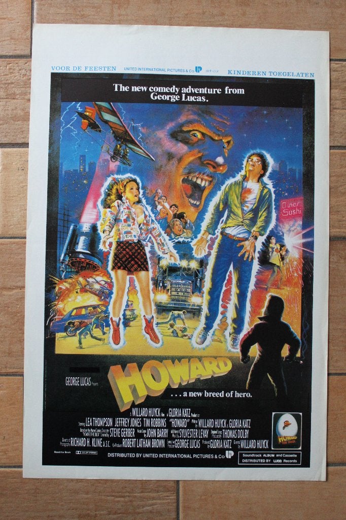 filmaffiche Howard The Duck George Lucas filmposter, Rechthoekig Staand, Ophalen of Verzenden, Zo goed als nieuw, A1 t/m A3