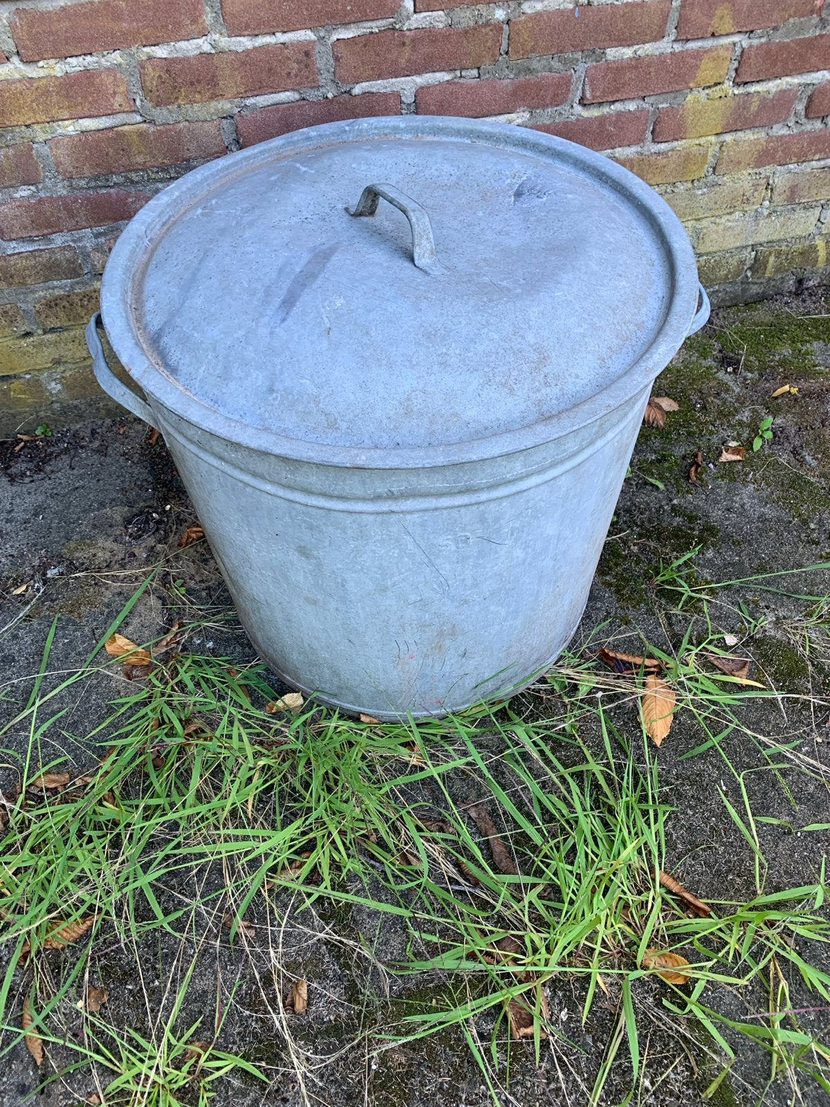 Vintage Zinken Emmer met Deksel - Decoratief en Functioneel, Ophalen