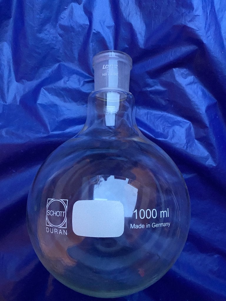 Rondbodemkolf 1000ml met NS29/32(laboratorium-destillatie), Ophalen of Verzenden, Zo goed als nieuw