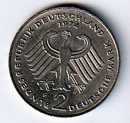 2  mark  1974  F  Duitsland. km. 127, Ophalen of Verzenden, Duitsland, Losse munt