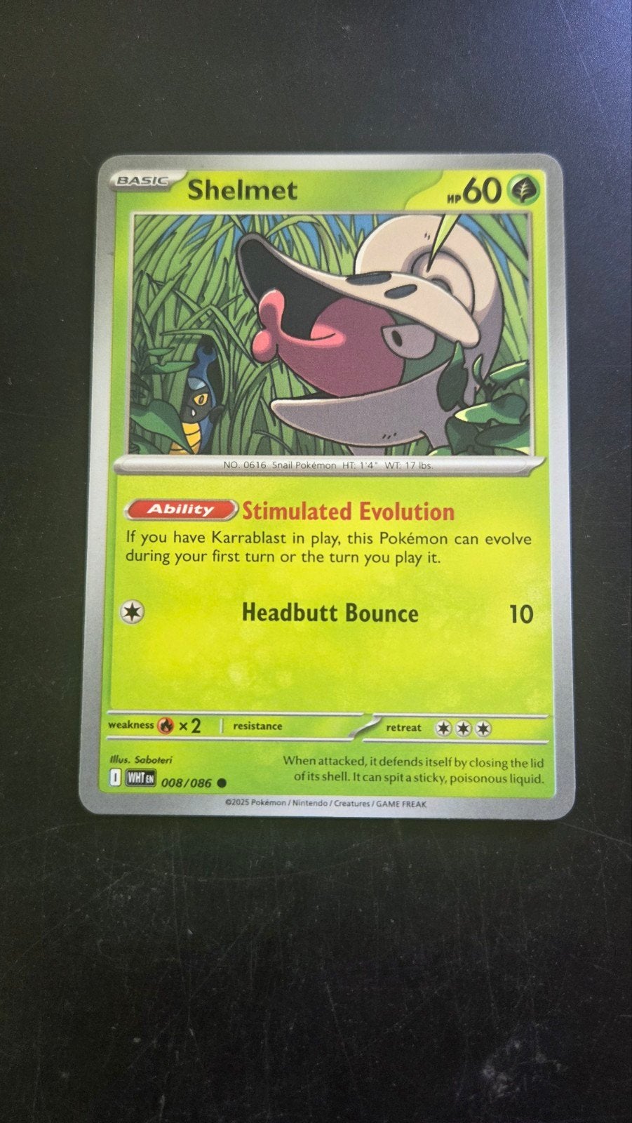 Shelmet 008/086 - White Flare Pokémon Kaart, Verzenden, Zo goed als nieuw, Losse kaart