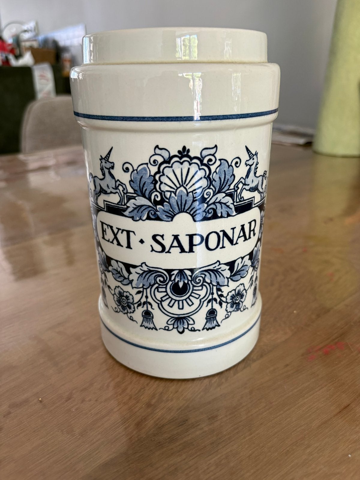 Delfts Blauw voorraadpot "EXT. SAPONAR" uit 1982, Ophalen