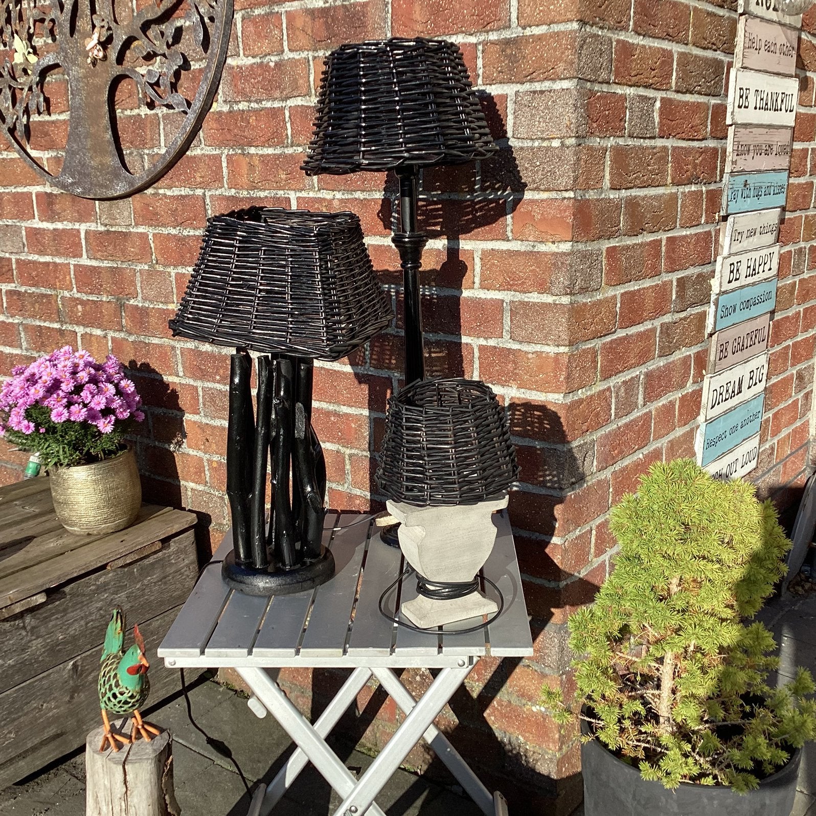 Tafellampen met zwart rieten kap, Ophalen, Gebruikt, Vintage, Sfeerlamp