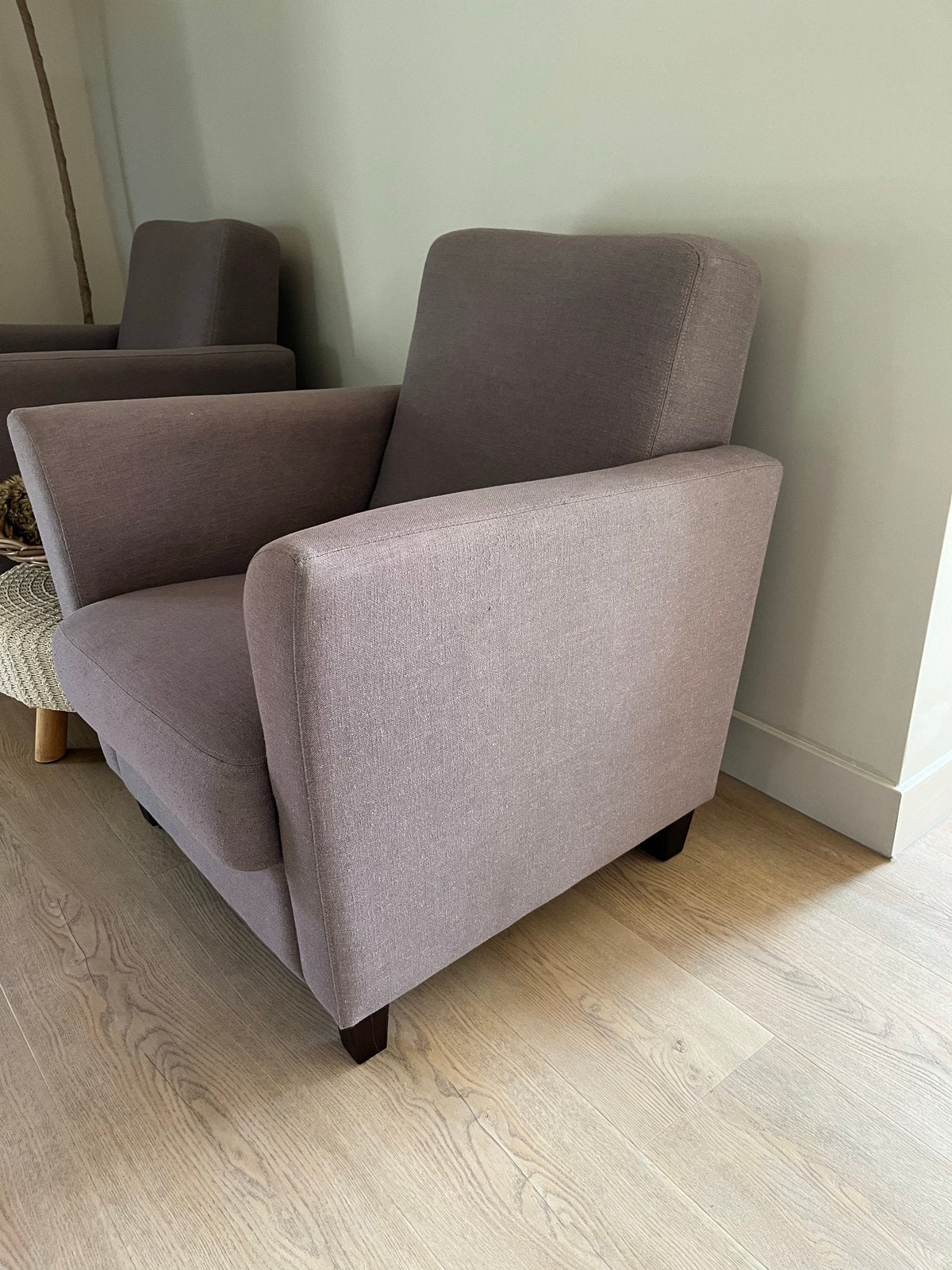 Set van 2 taupekleurige Fauteuils, Huis en Inrichting, Fauteuils, Ophalen, Gebruikt, Stof, 75 tot 100 cm