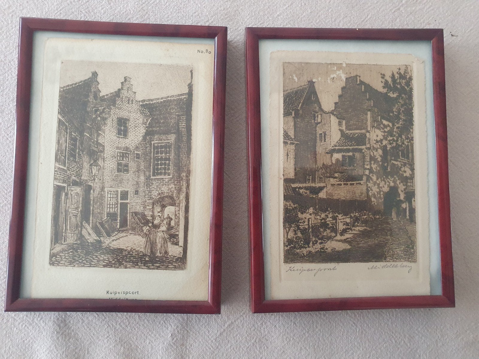 2 oude litho's Kuiperspoort Middelburg., Antiek en Kunst, Kunst | Litho's en Zeefdrukken, Ophalen