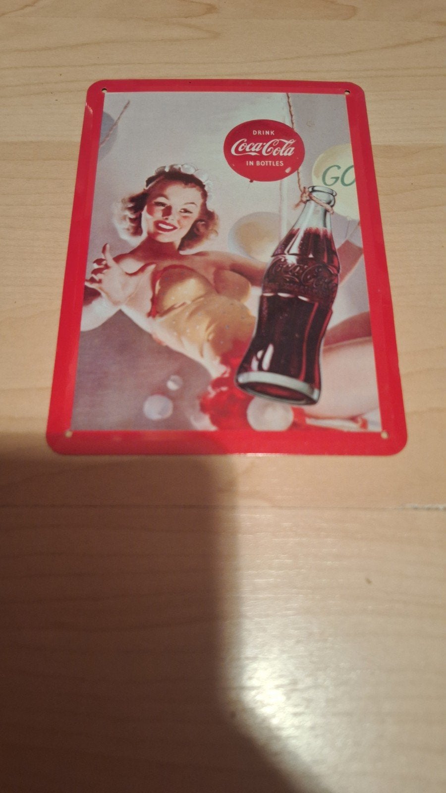 Vintage Coca-Cola Reclamebord - Pin-up Meisje, Ophalen, Gebruikt, Reclamebord