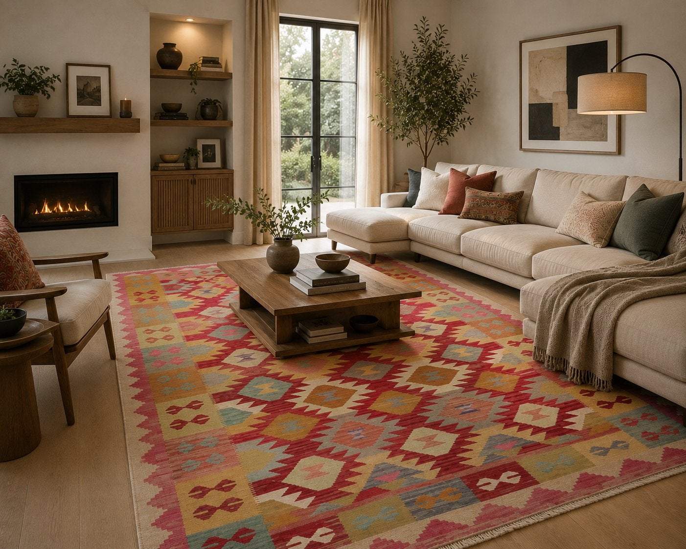 Handgeweven Traditioneel Kelim Vloerkleed Wol 248x177cm, ....., 150 tot 200 cm, Ophalen of Verzenden, Sadikaberdy@gmail.com