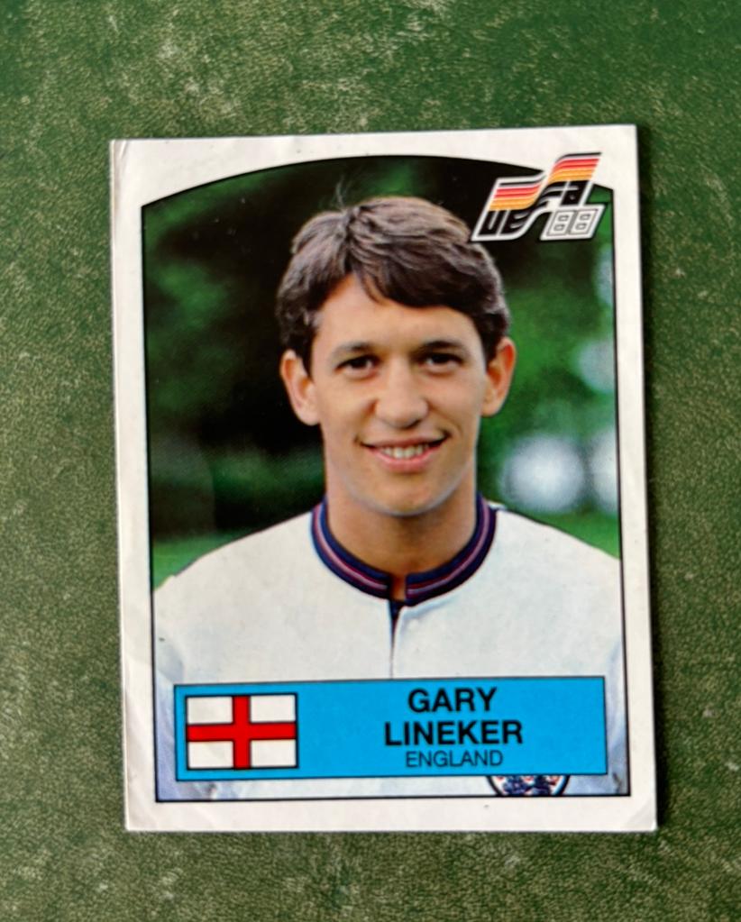 Panini plaatje Gary Lineker Engeland Euro 88, Ophalen of Verzenden, Zo goed als nieuw