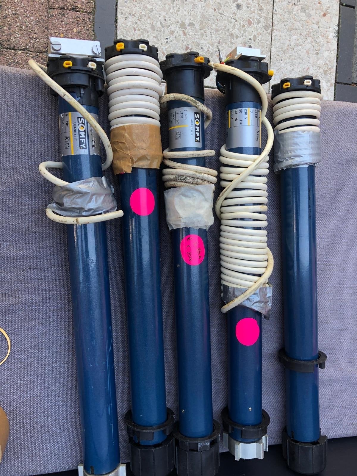 Somfy rolluikmotoren (5 stuks) - Elektrische bediening, Doe-het-zelf en Verbouw, Rolluiken, Gebruikt, Overige kleuren, Ophalen of Verzenden