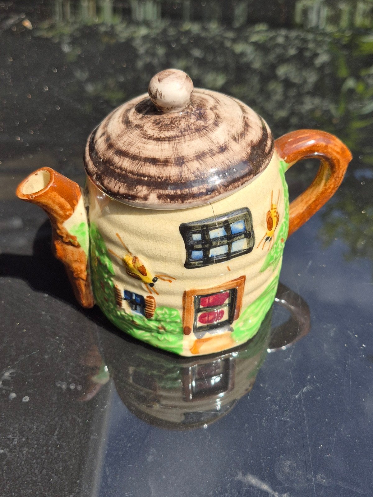 Unieke Bijenkorf Theepot - Handgeschilderd Huisje, Ophalen of Verzenden