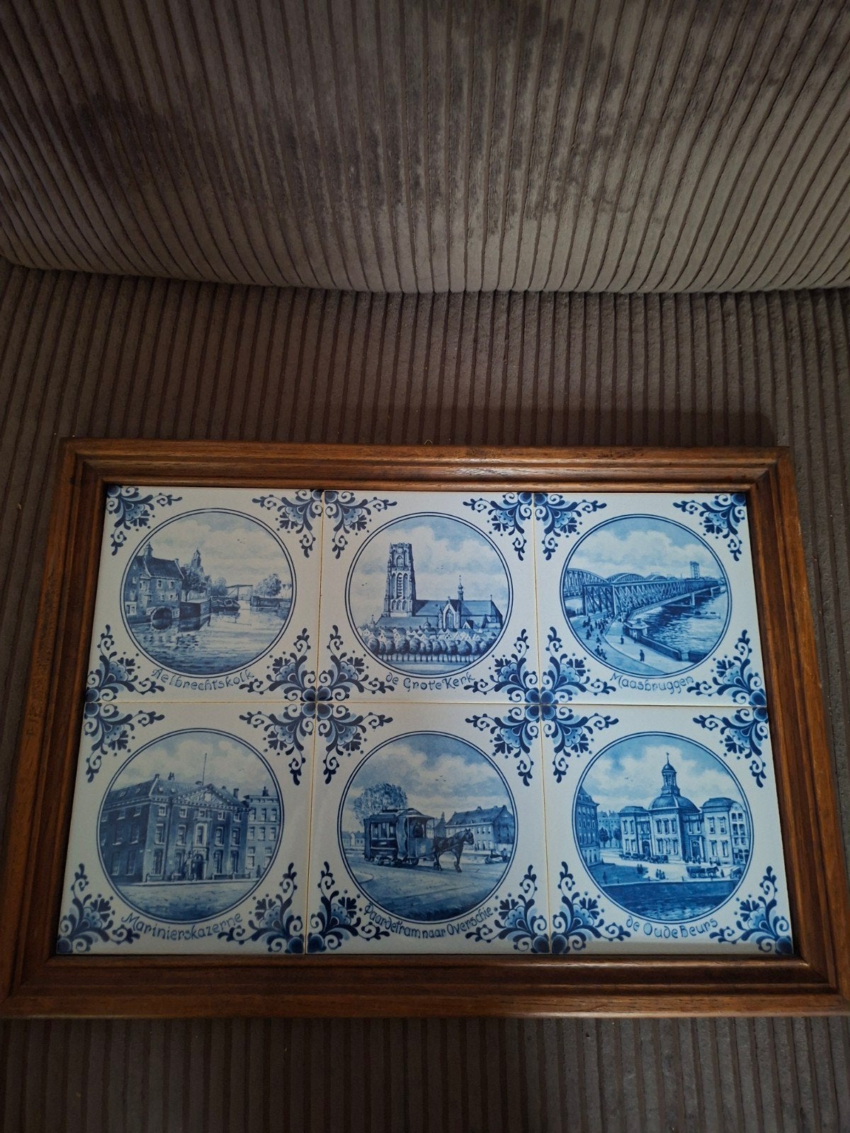 Delfts Blauw Tegeltableau met Rotterdamse Gezichten, Antiek en Kunst, Ophalen