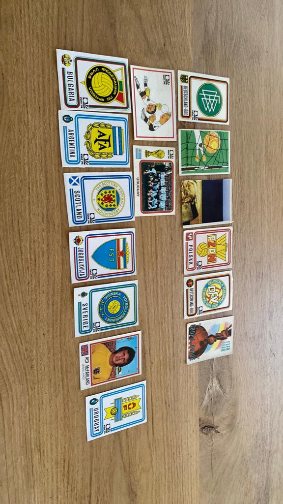 15 x panini wk 74, Verzamelen, Ophalen of Verzenden, Zo goed als nieuw, Buitenlandse clubs, Poster, Plaatje of Sticker