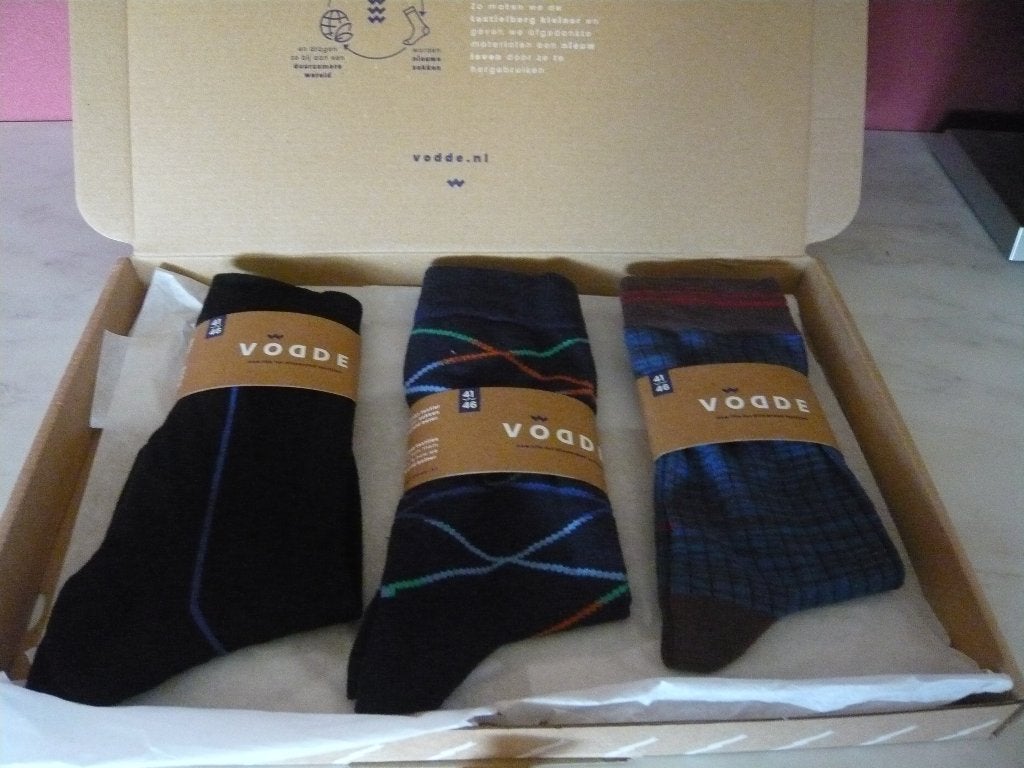 3 paar Vodde duurzame herensokken zwart & blauw mt 41/43, Blauw, Nieuw, Overige maten, Ophalen of Verzenden
