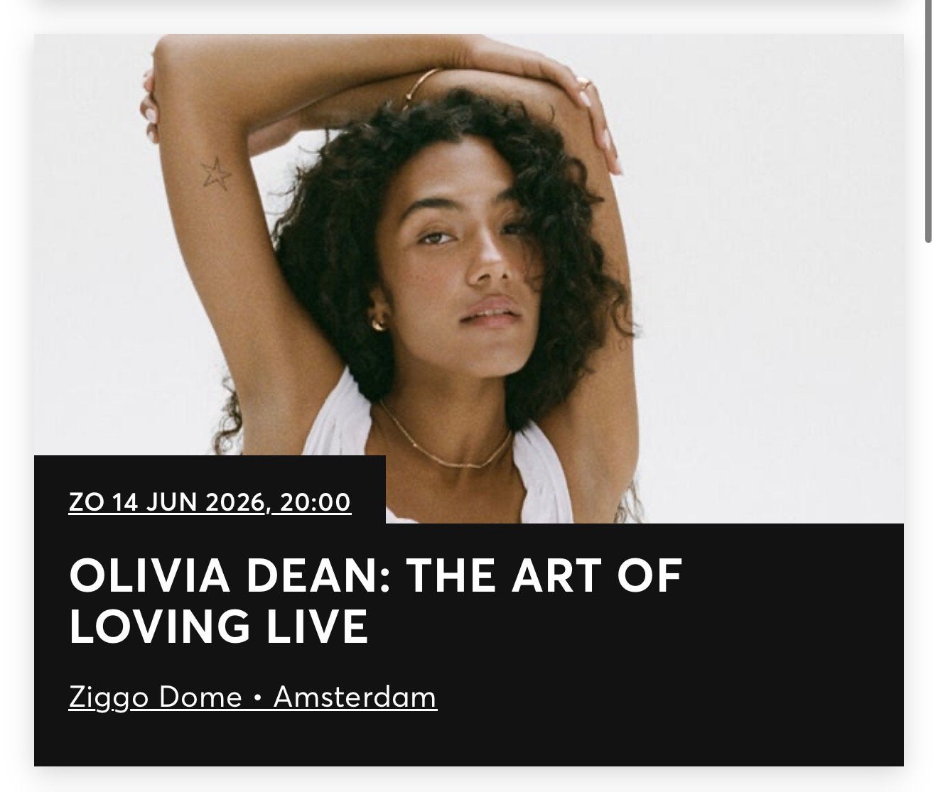 Olivia Dean staanplaatsen, Eén persoon, Juni