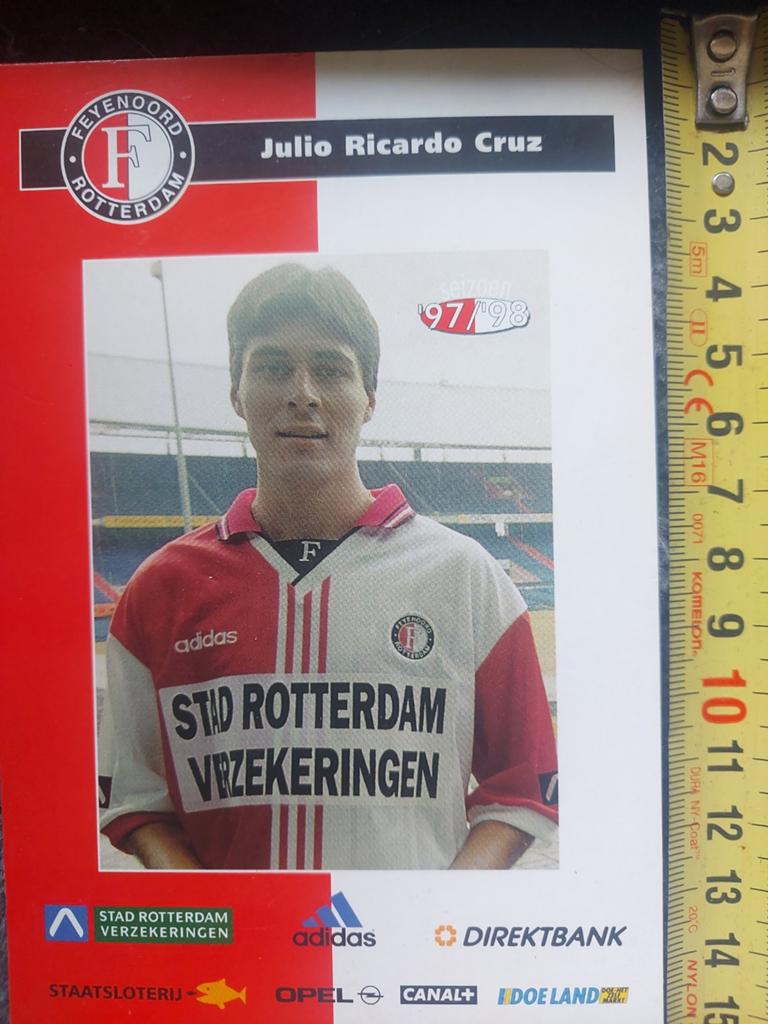 Feyenoord Spelerskaart Julio Ricardo Cruz Seizoen 97/98, Ophalen of Verzenden