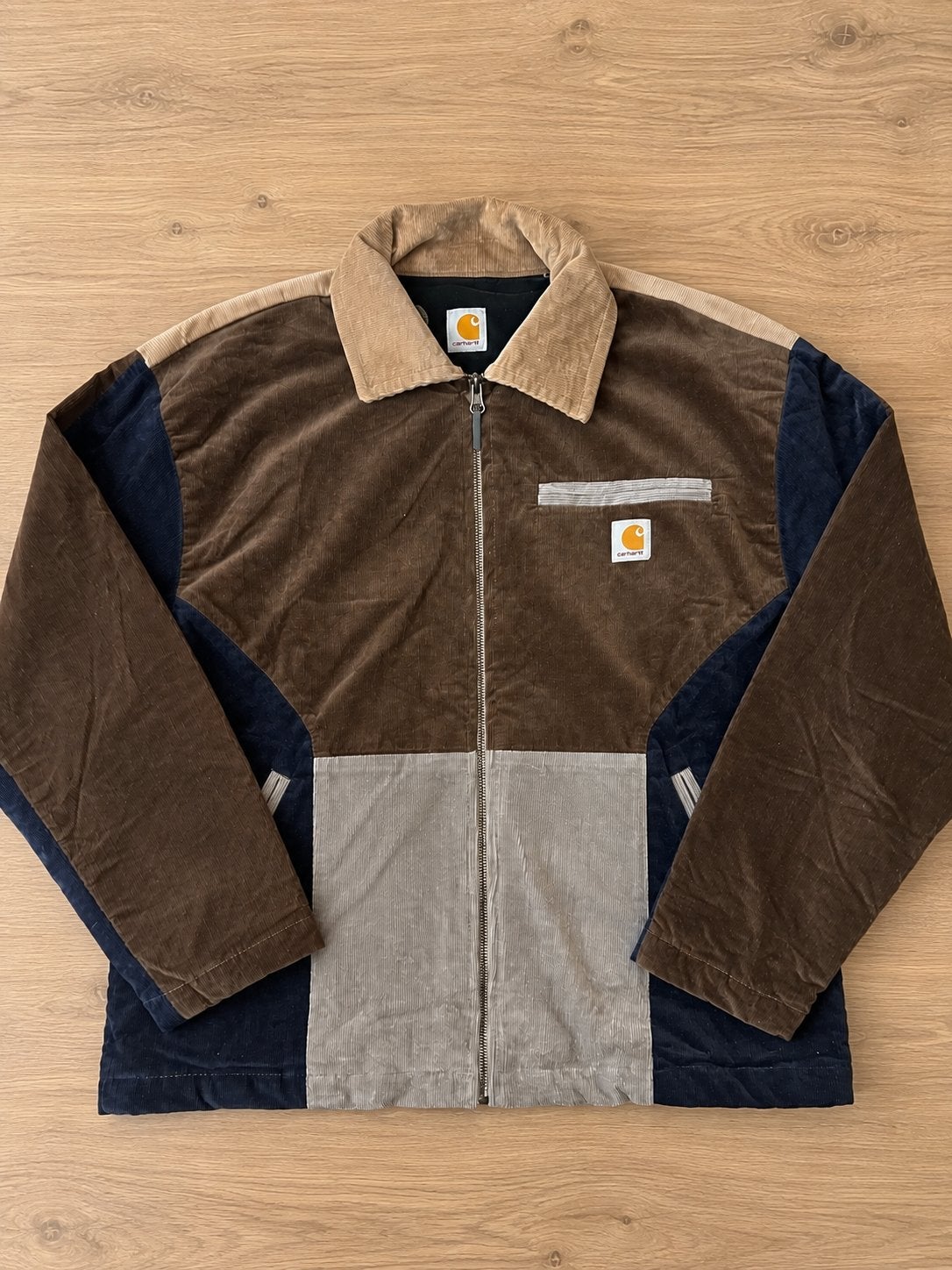 Vintage Carhartt Corduroy Colorblock Jacket  – Size S, Kleding | Heren, Verzenden, Zo goed als nieuw, Maat 46 (S) of kleiner, Beige