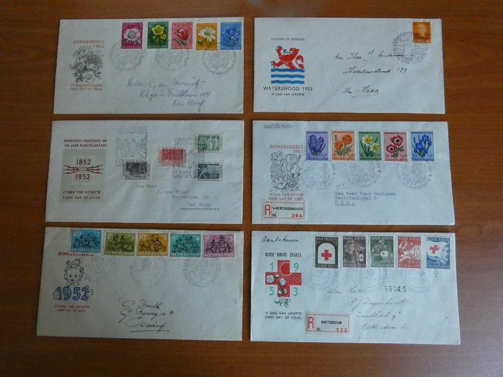 eerste dagenveloppen e 9 t/m e 14, Postzegels en Munten, Postzegels | Eerstedagenveloppen, Ophalen of Verzenden, Beschreven, Nederland