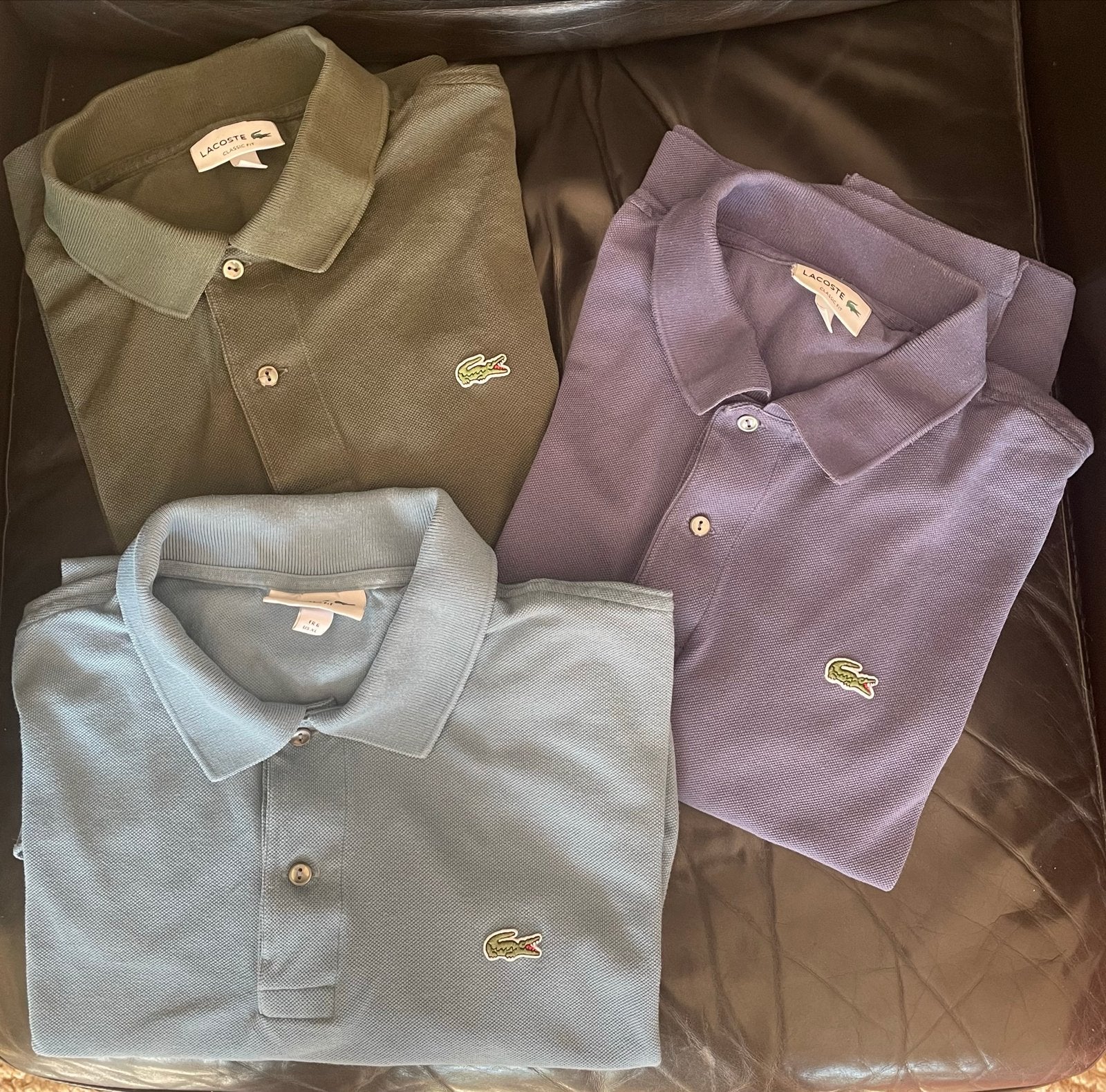 Lacoste Polo Shirts - Set van 3 (Groen, Blauw, Paars), Kleding | Heren, Ophalen of Verzenden, Zo goed als nieuw, Maat 56/58 (XL)