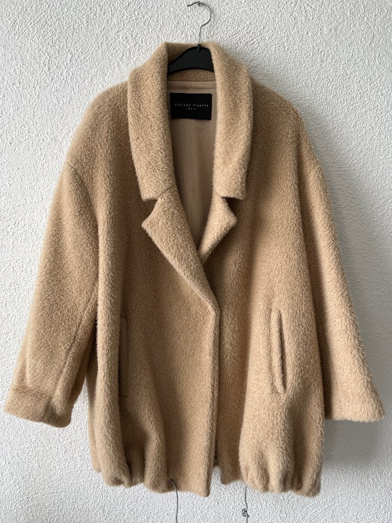 Fabiana Filippi camelhair coat jas S M, Kleding | Dames, Verzenden, Beige, Zo goed als nieuw, Maat 36 (S)