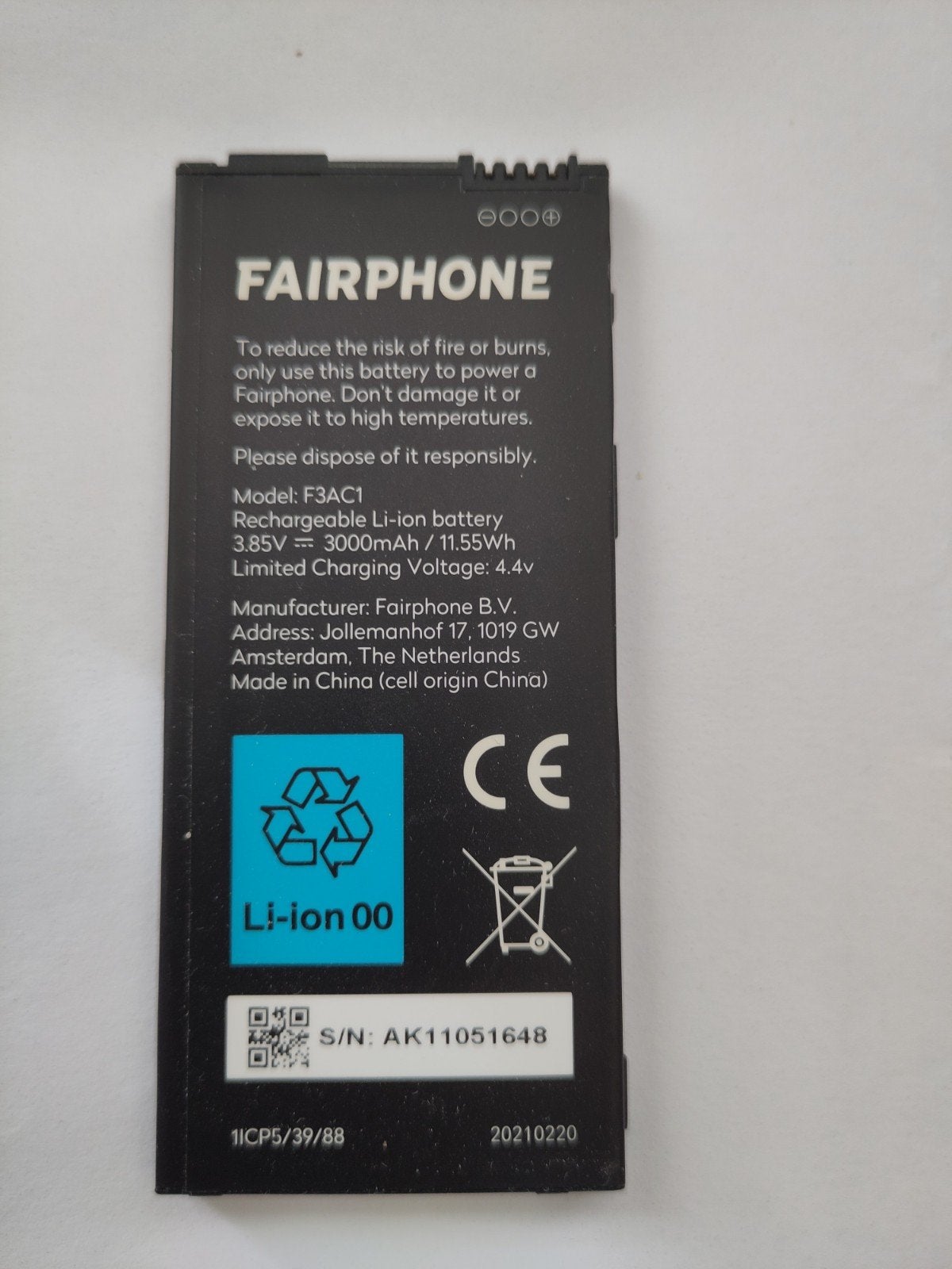 Fairphone 3 accu, Ophalen of Verzenden, Gebruikt