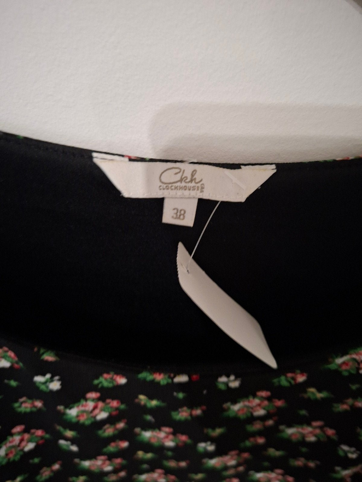 Clockhouse Blouse Maat 38 met Bloemenprint, Maat 38/40 (M), Zwart, Ophalen of Verzenden, Zo goed als nieuw