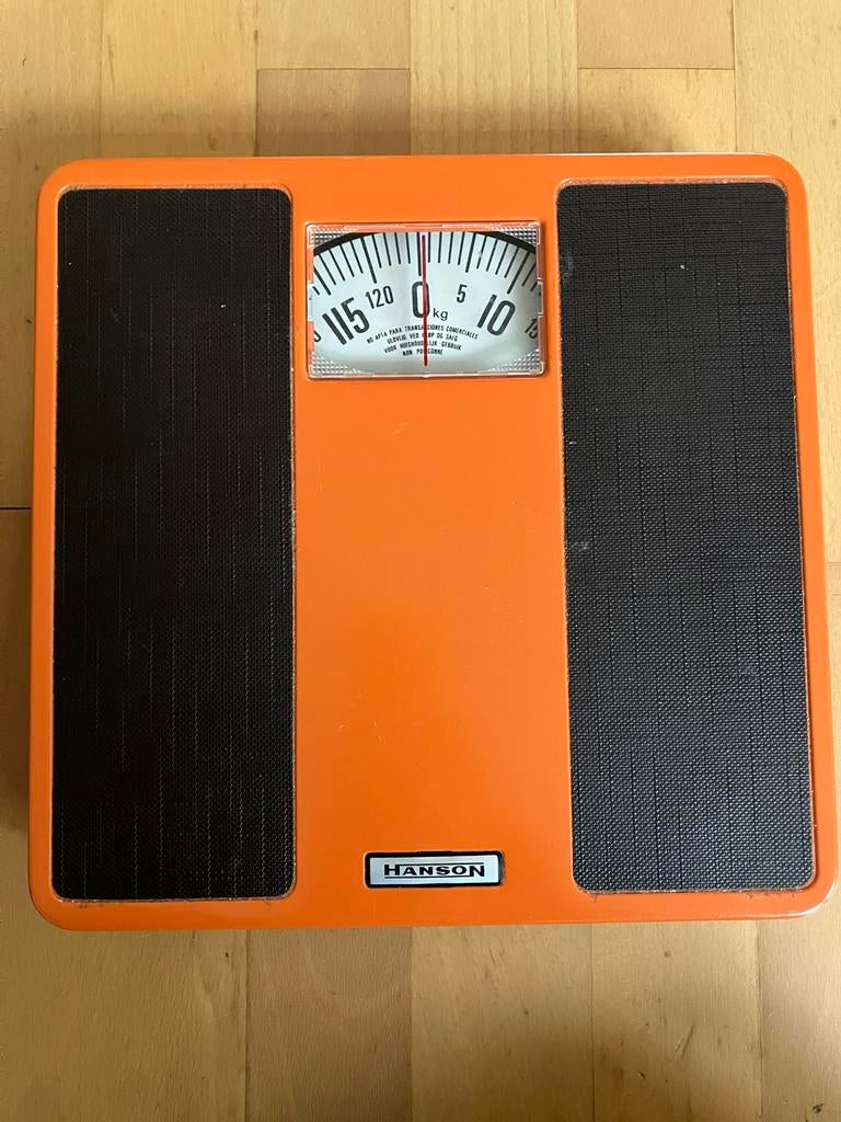 Hanson weegschaal vintage retro oranje, Ophalen of Verzenden, Personenweegschaal