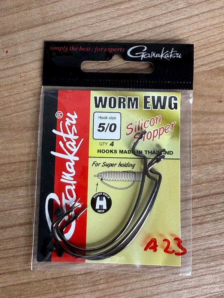 Gamakatsu Worm EWG haken met Silicon Stopper – maat 5/0, Haak, Nieuw, Ophalen of Verzenden, E