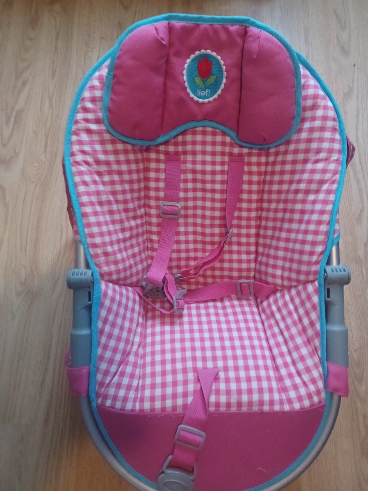 Lief! Baby Wipstoel / Bouncer - Roze Geruit, Ophalen, Gebruikt