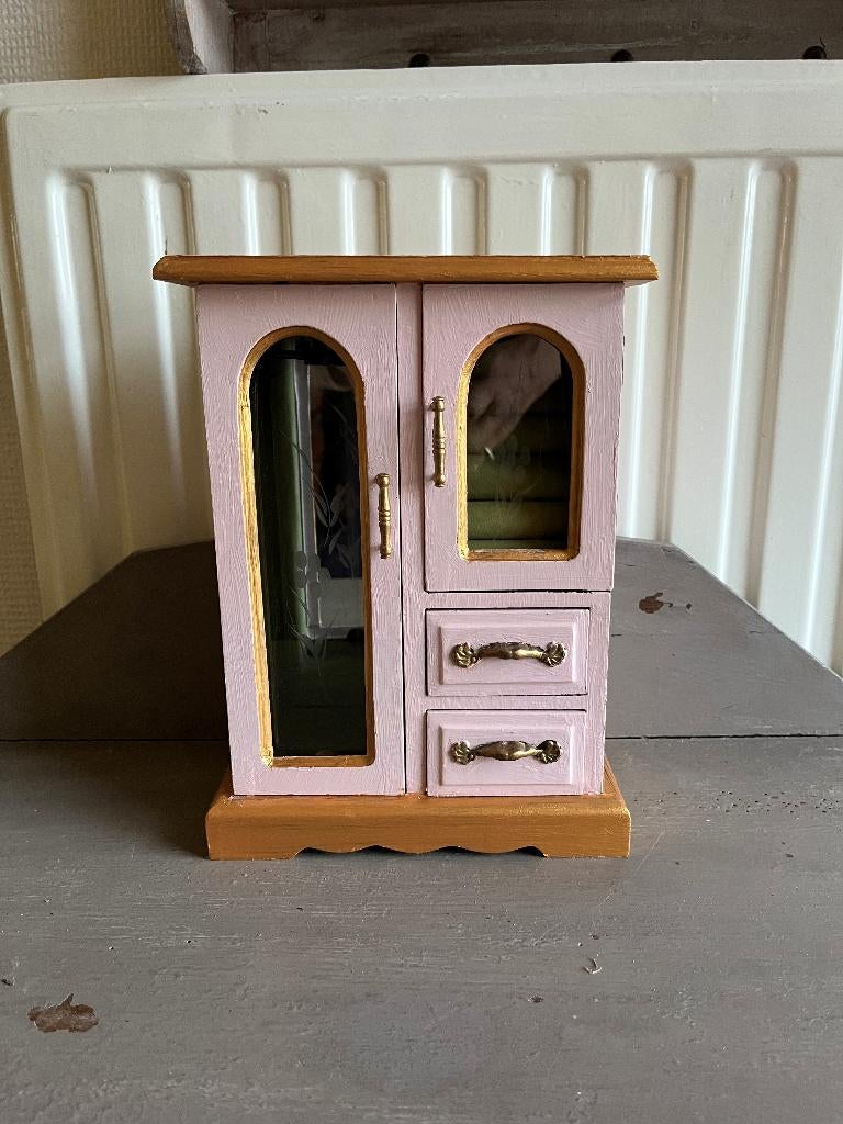 Handgeschilderd houten sieradenkastje roze-goud, Ophalen of Verzenden