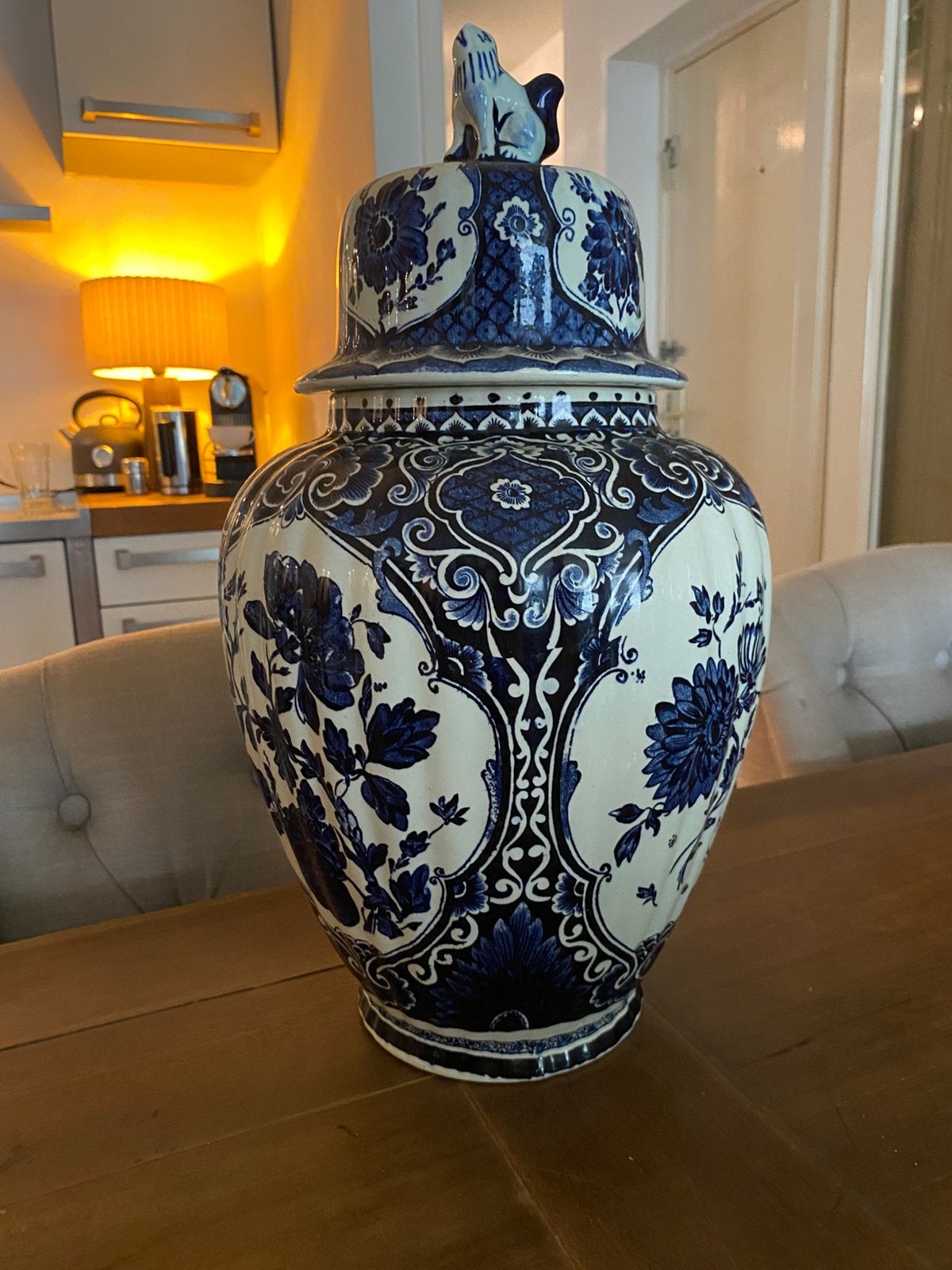 Boch Royal Sphinx Delfts Blauwe Dekselvaas – Foo Dog, Ophalen of Verzenden