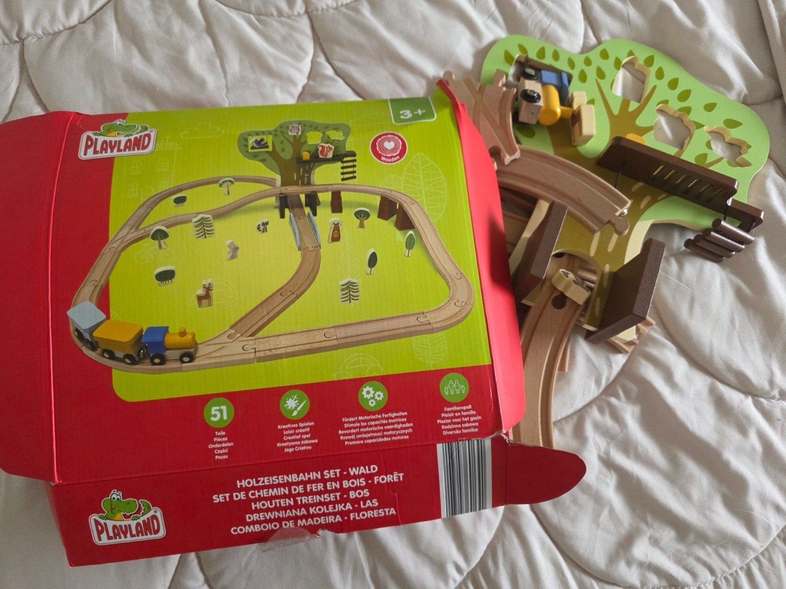 Houten Treinset - Leuk voor Sinterklaas of Kerst, Ophalen of Verzenden, Zo goed als nieuw, Overige typen