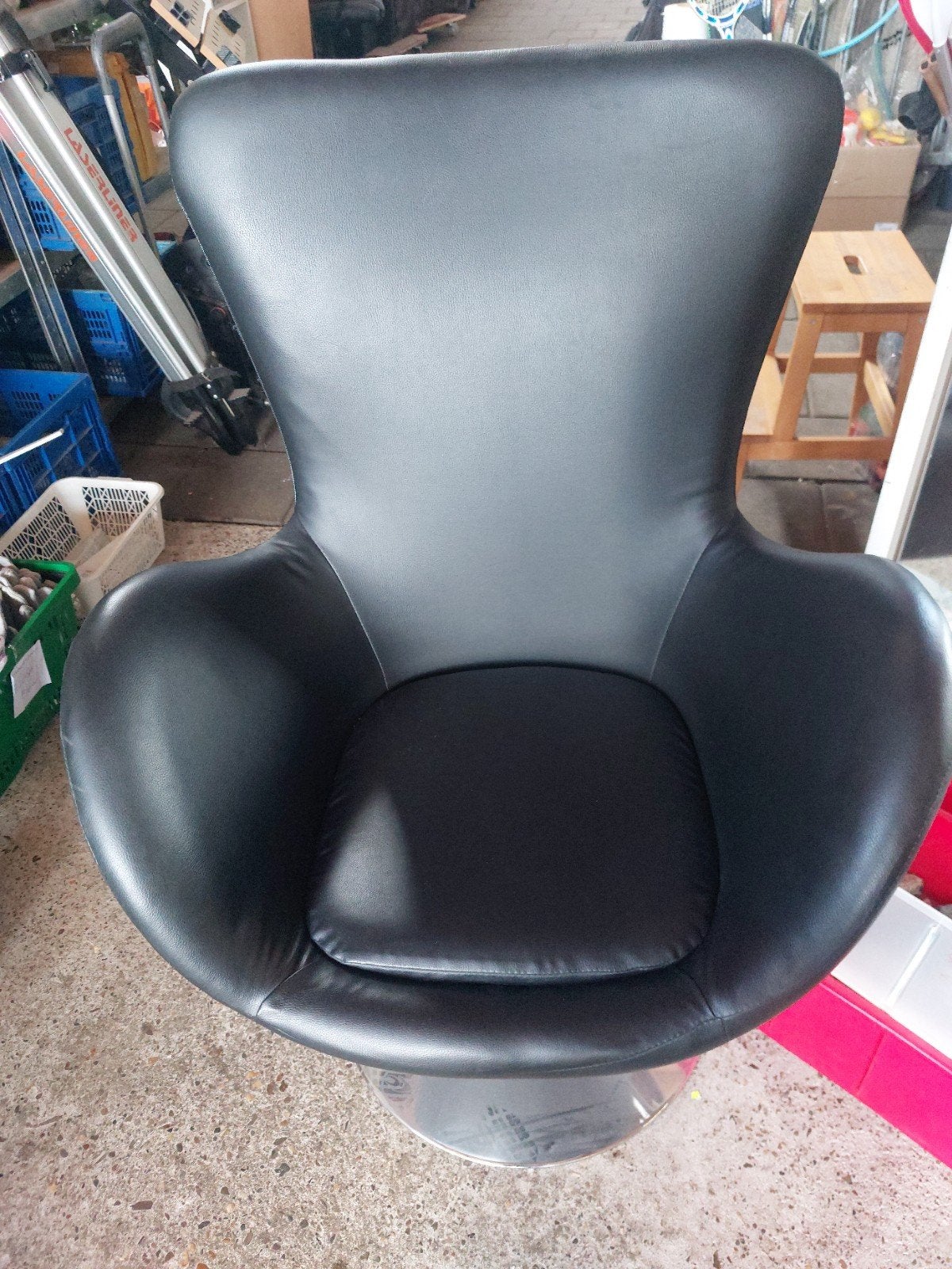 Zwarte Egg Chair Stijl Fauteuil - Comfortabel en Modern, Huis en Inrichting, Stoelen, Ophalen, Gebruikt, Modern, Design, Egg Chair stijl