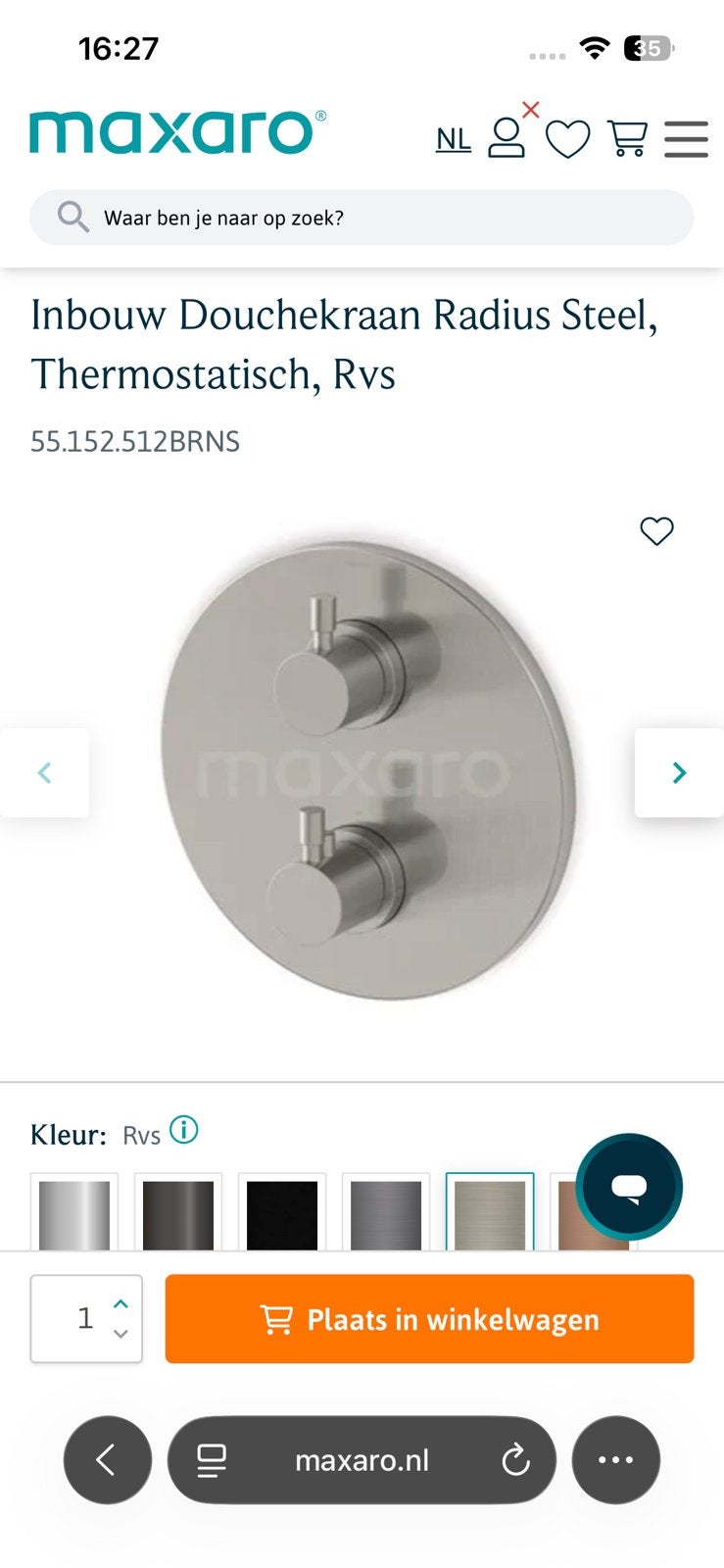 Inbouw douchekraan rvs nieuw, Ophalen, Nieuw, Rvs, Douche