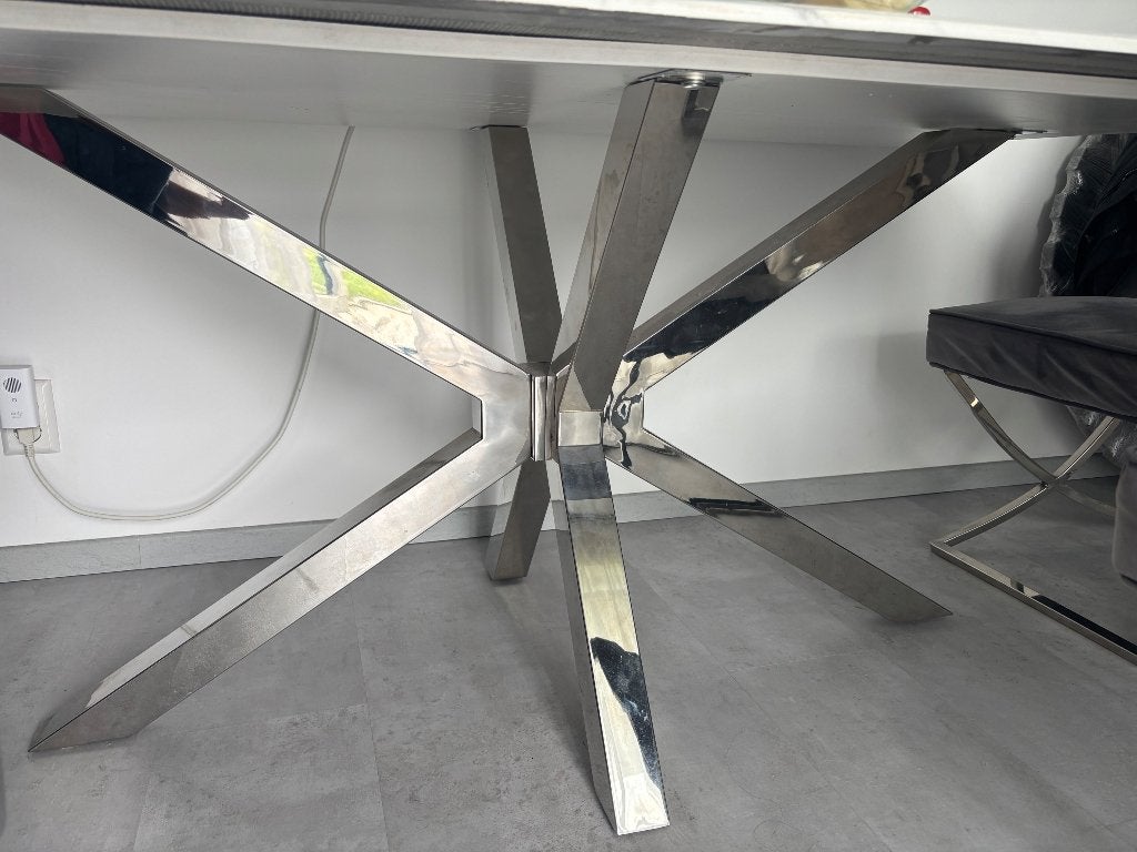 Zilverkleurige spinpoot inclusief tafelblad, Overige materialen, Gebruikt, 200 cm of meer, 50 tot 100 cm
