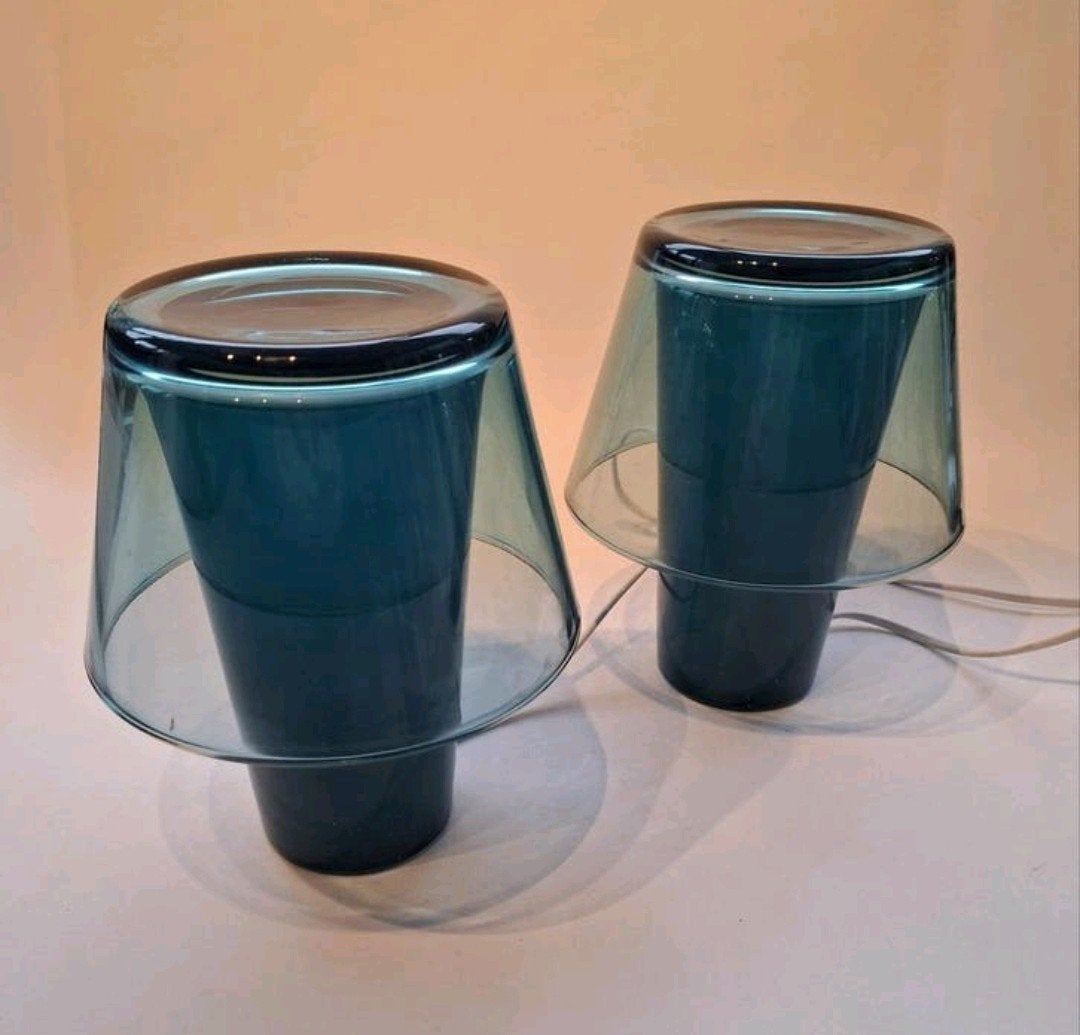 2x IKEA petrol Gavik schemerlampjes sfeer nachtlampjes, Modern design, Ophalen of Verzenden, Minder dan 50 cm, Glas