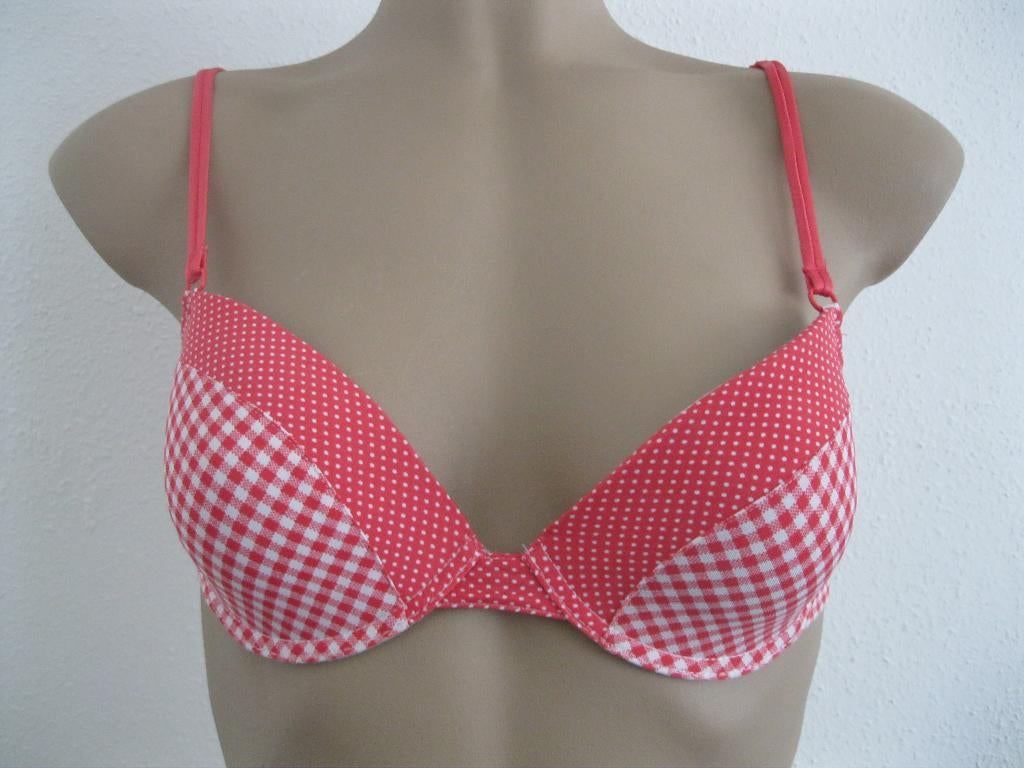 maat 75-B, 1 nieuwe voorgevormde beugel BH, rood-wit, Kleding | Dames, Gina Benotti, Ophalen of Verzenden, Rood, BH