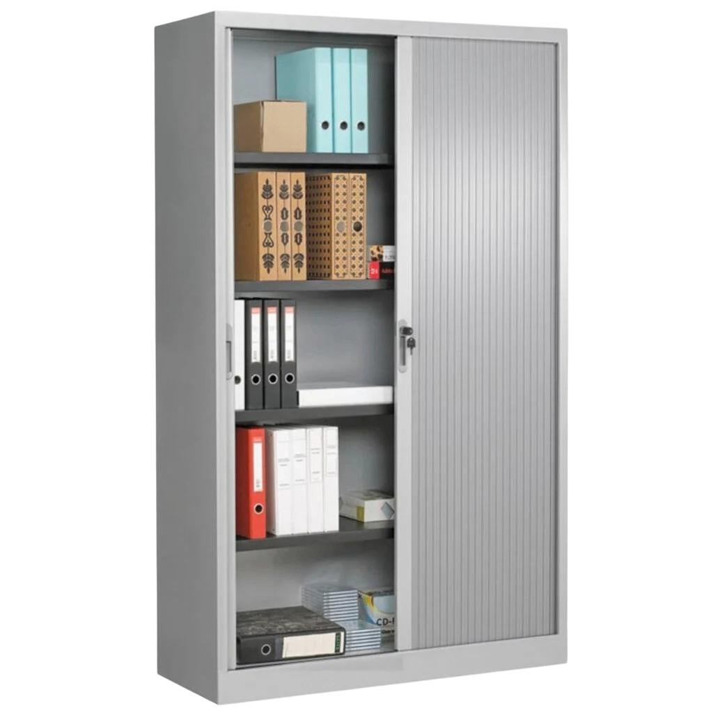MN Roldeurkast Zilvergrijs H198xB120xD43, 100 tot 150 cm, Nieuw, Ophalen of Verzenden, Met slot