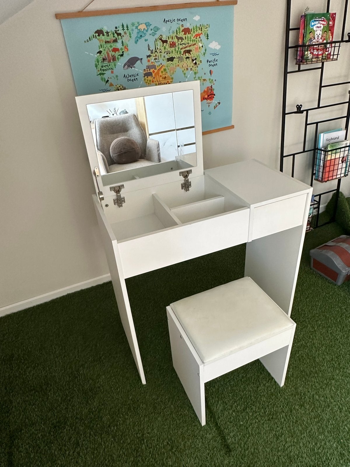 Witte kaptafel met spiegel en krukje , bureau make-up tafel, Ophalen, Gebruikt, 50 tot 100 cm, Minder dan 100 cm
