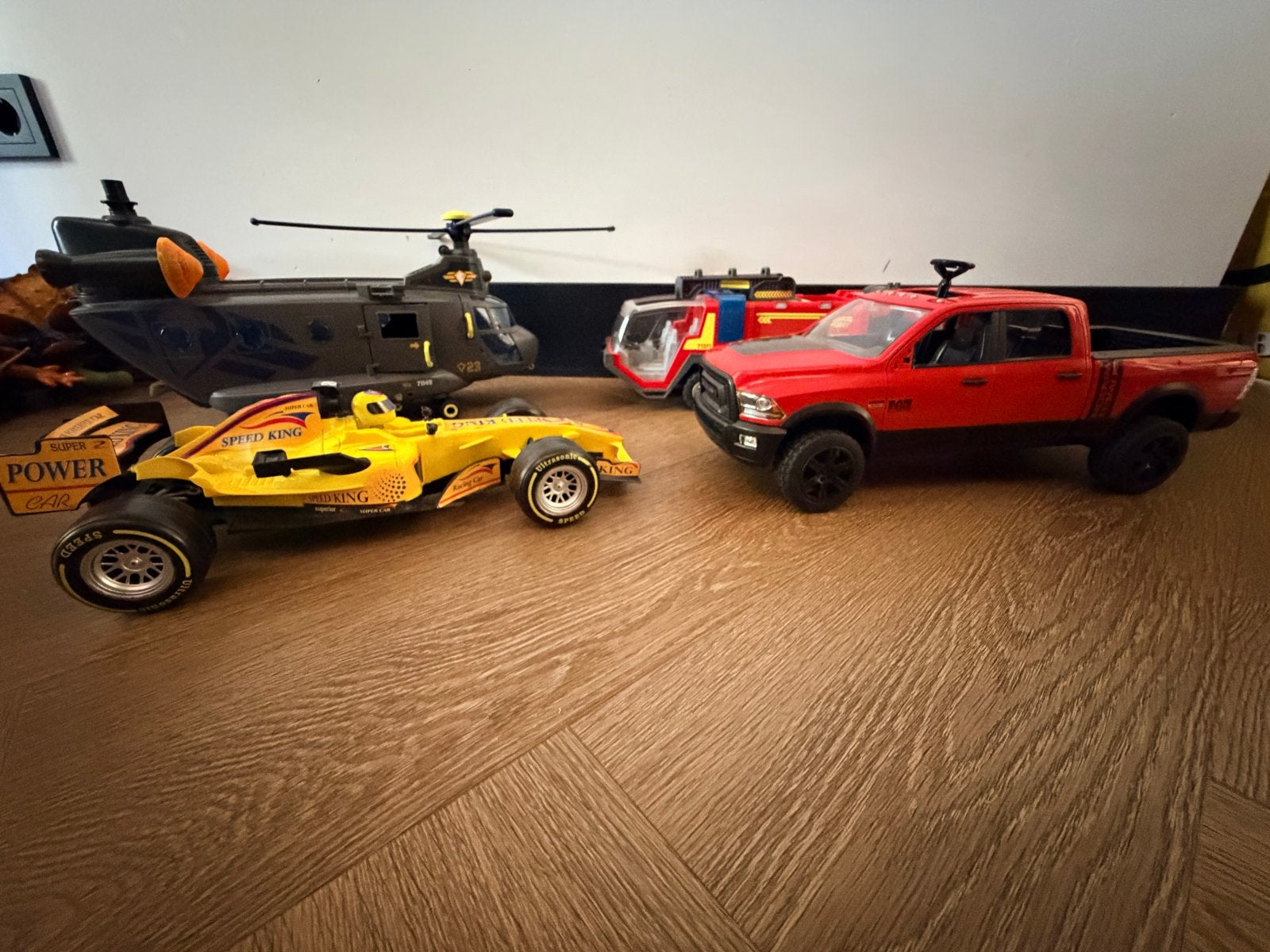 Grote speelgoedset: Playmobil, helikopter, race- en pick-up, Ophalen of Verzenden, Gebruikt